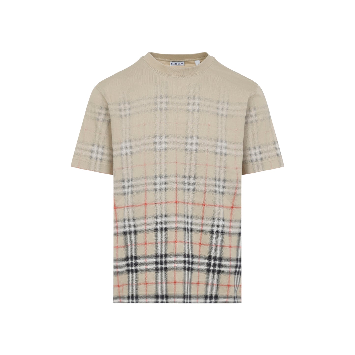 Sand Ip Check Beige Cotton Ryan Degrade T-Shirt