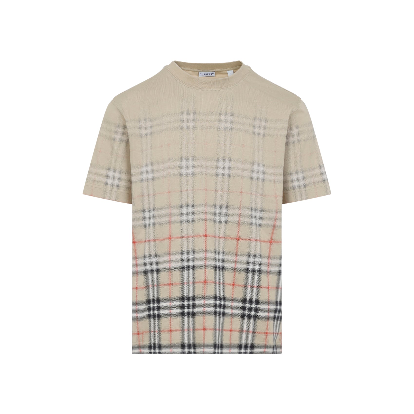 Sand Ip Check Beige Cotton Ryan Degrade T-Shirt