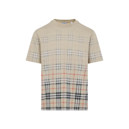 Sand Ip Check Beige Cotton Ryan Degrade T-Shirt