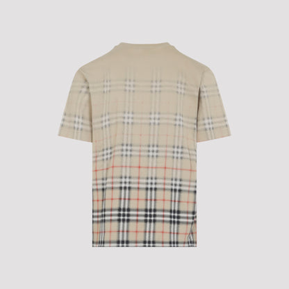 Sand Ip Check Beige Cotton Ryan Degrade T-Shirt
