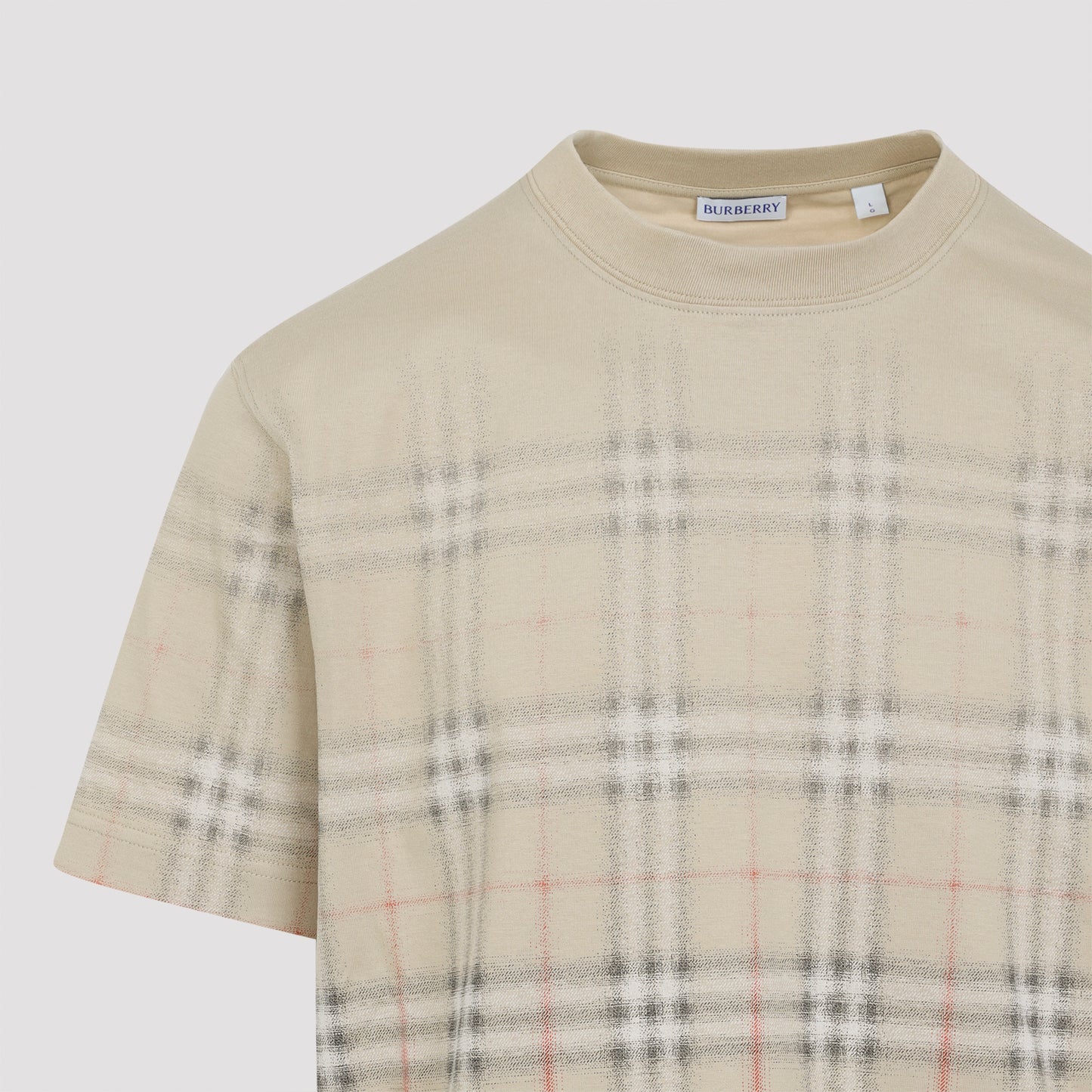 Sand Ip Check Beige Cotton Ryan Degrade T-Shirt