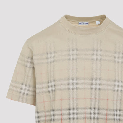 Sand Ip Check Beige Cotton Ryan Degrade T-Shirt