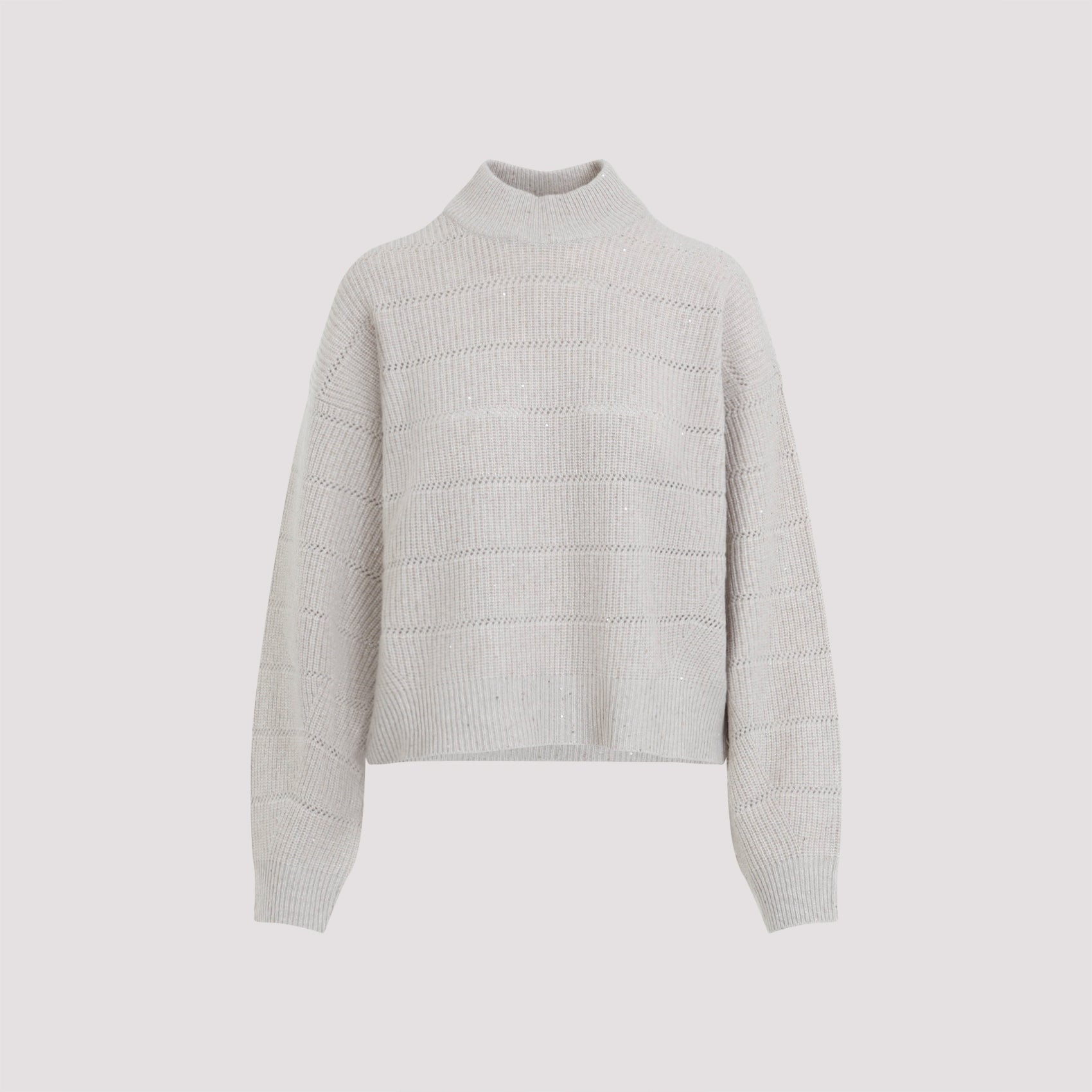 mock neck lana cashmire stripe pullover-image-1