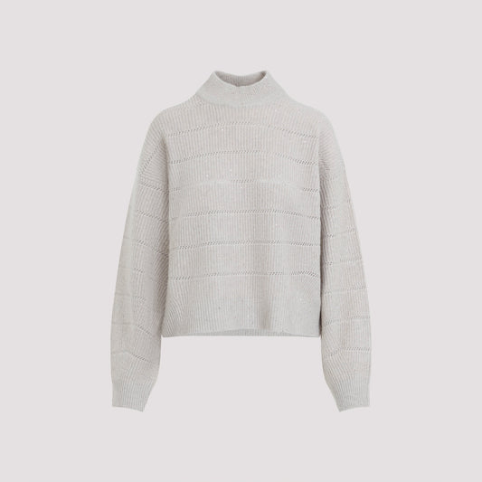 mock neck lana cashmire stripe pullover-image-1