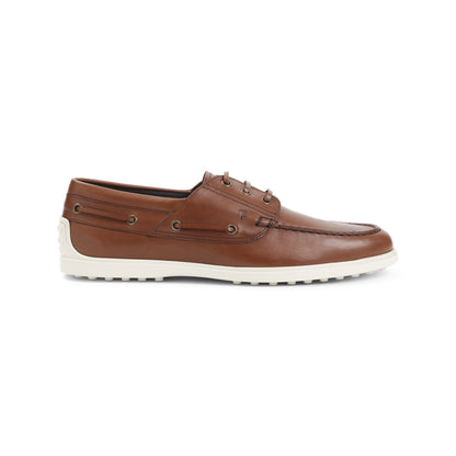 Teak Brown Leather Boat Loafer