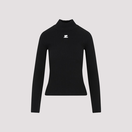 courrèges roll neck ribbed jumper-image-1