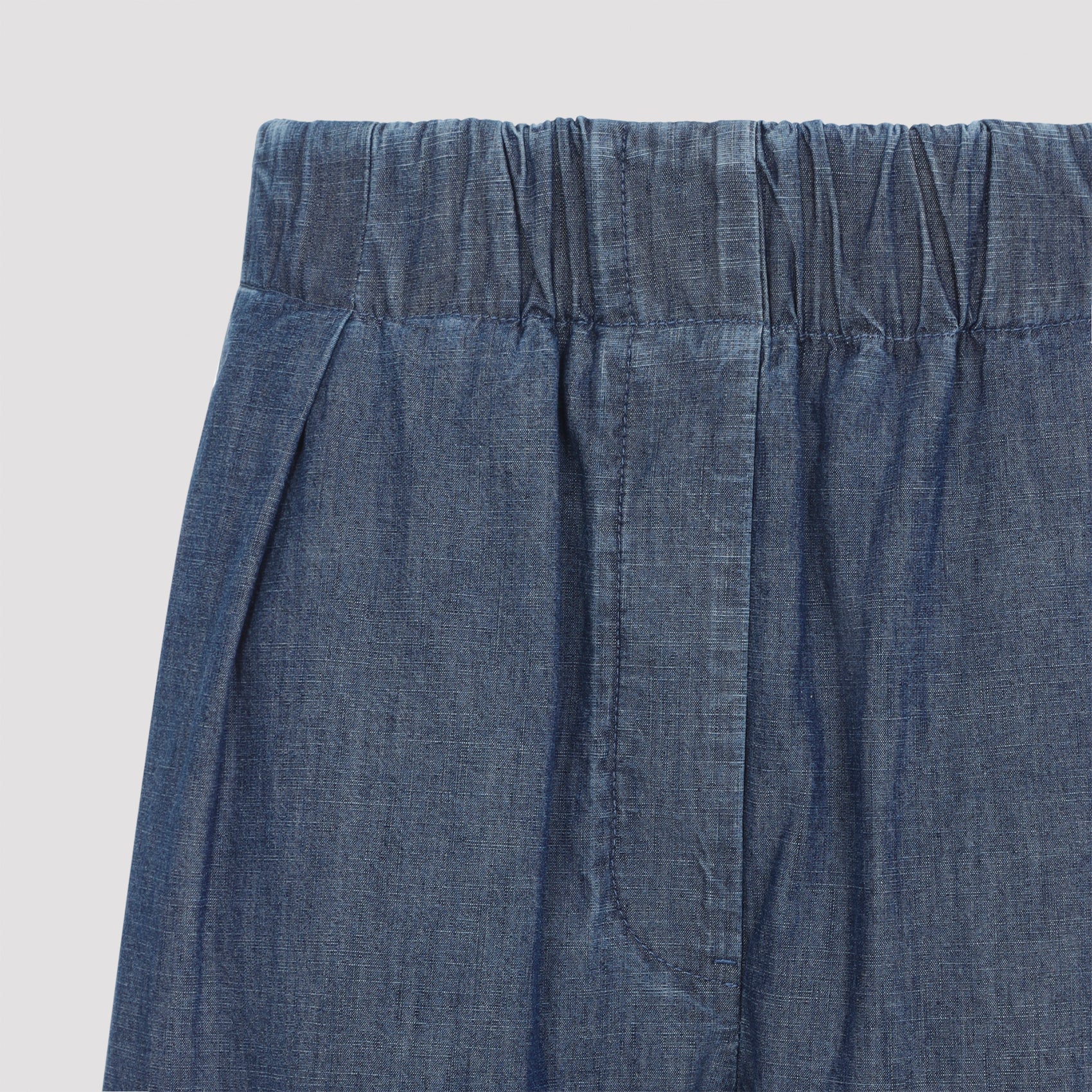 Indigo Blue Cotton Wide Leg Elasticated Pant