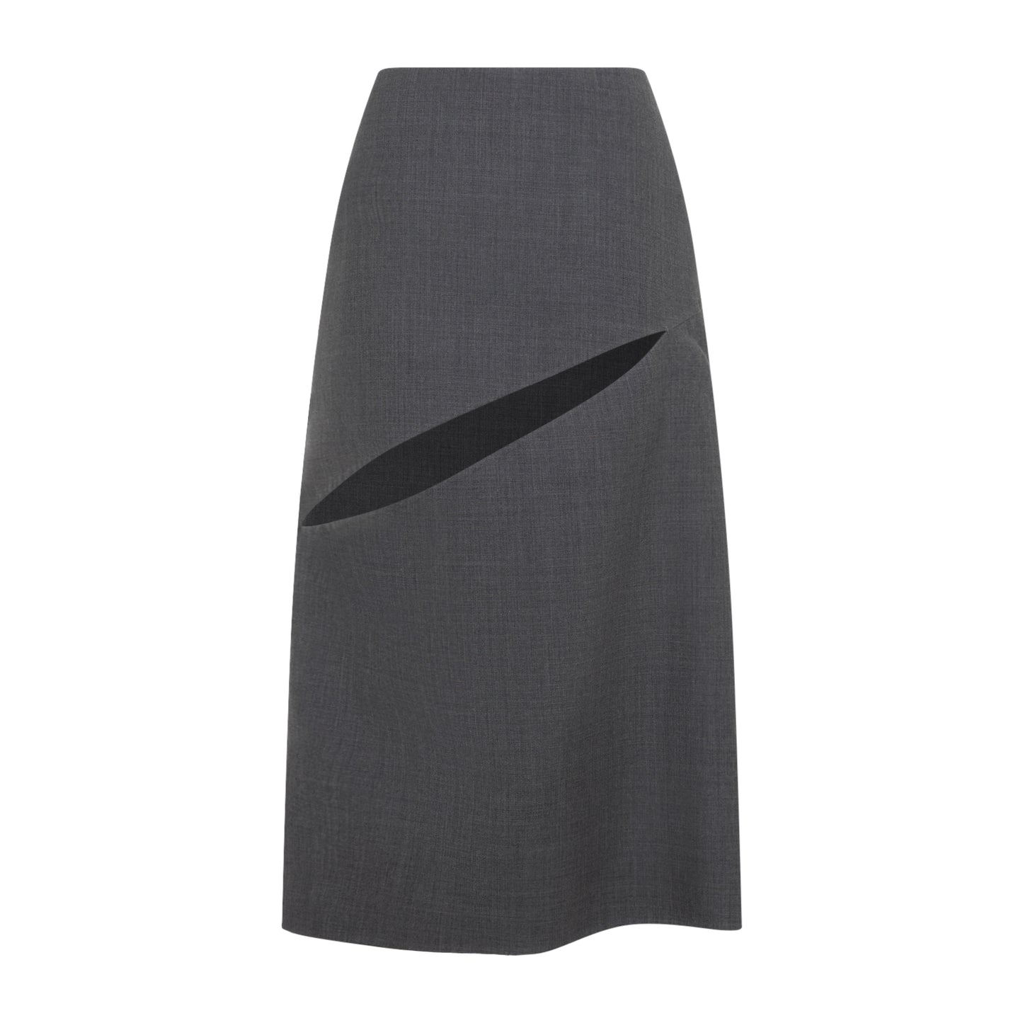 Fog Grey Virgin Wool Midi Skirt