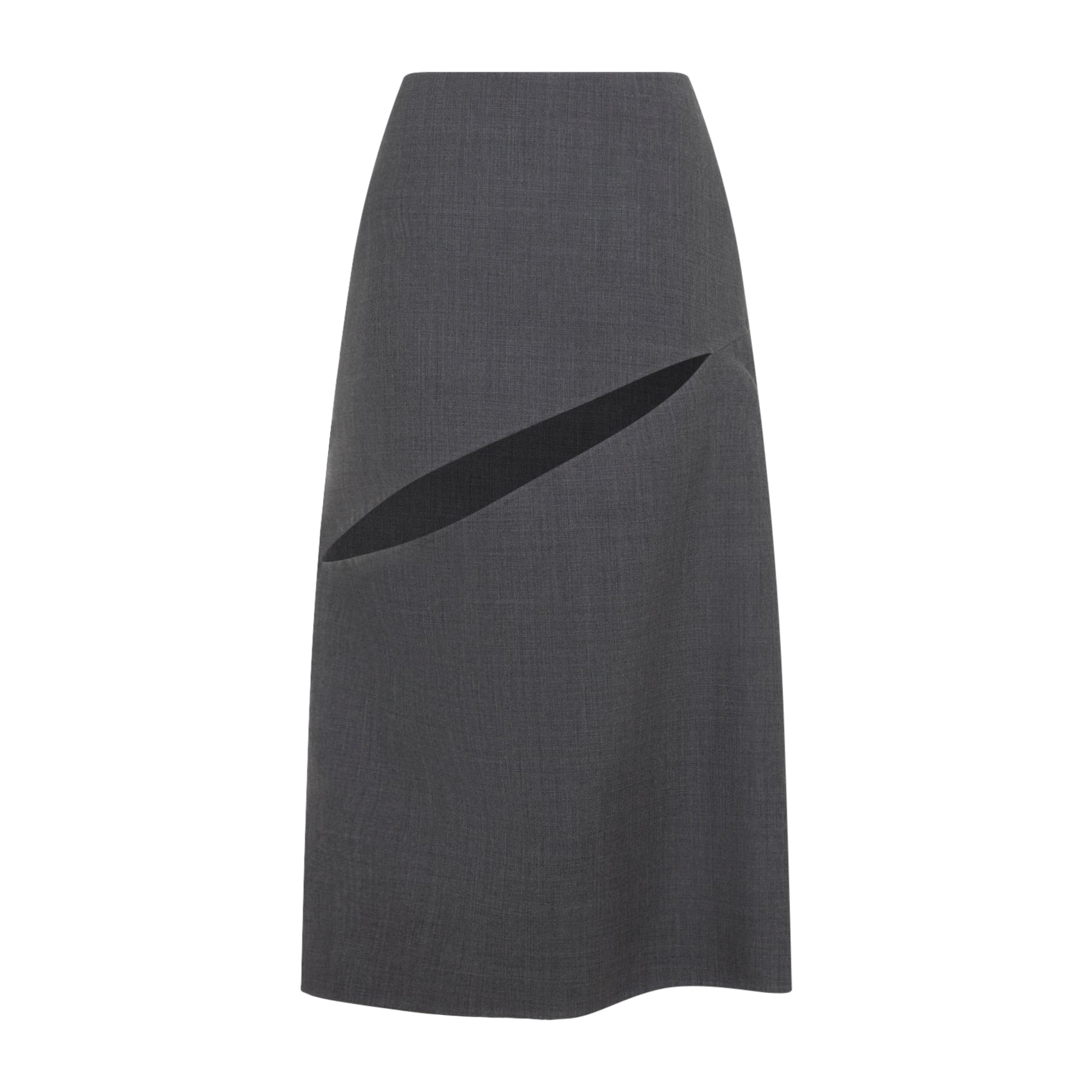 Fog Grey Virgin Wool Midi Skirt