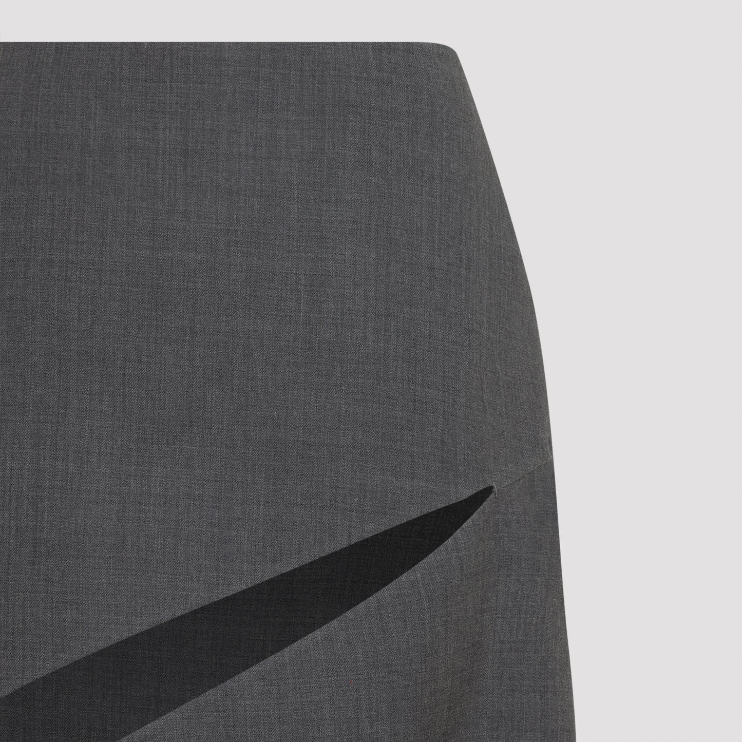 Fog Grey Virgin Wool Midi Skirt