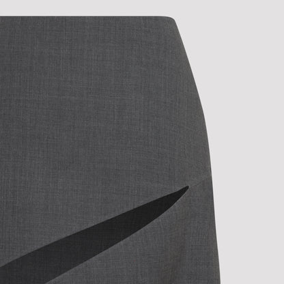 Fog Grey Virgin Wool Midi Skirt