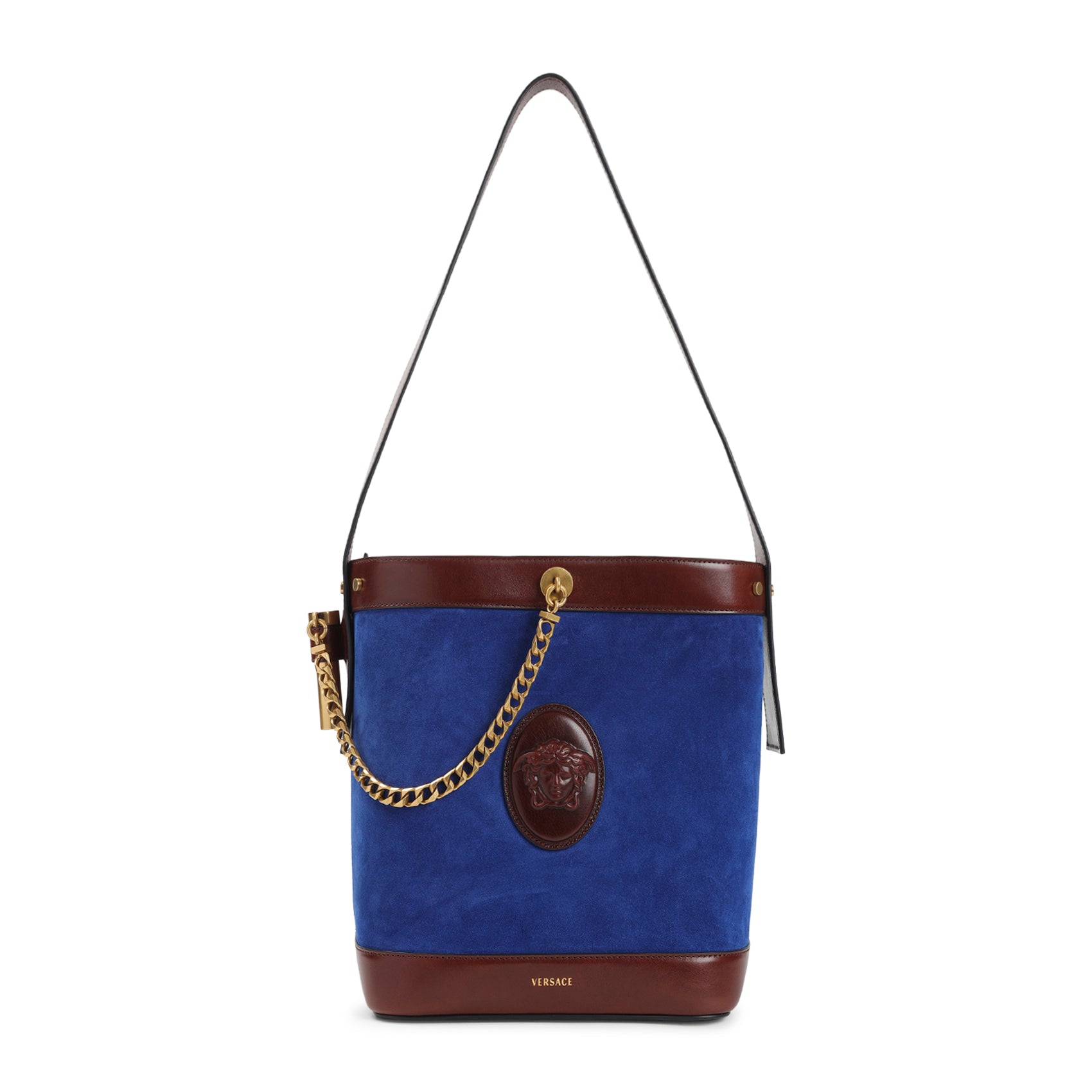 Palissandro Blue Goat Leather Small Bucket Handbag