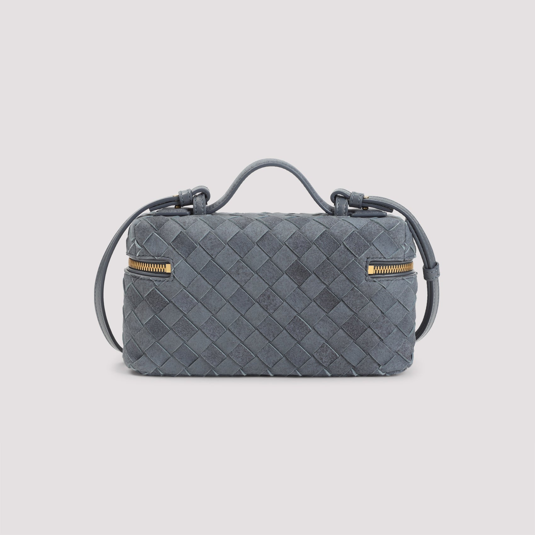 Cloudy Indigo Blue Suede Leather Bang Bang Intrecciato Handbag