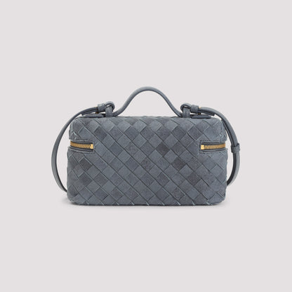 Cloudy Indigo Blue Suede Leather Bang Bang Intrecciato Handbag