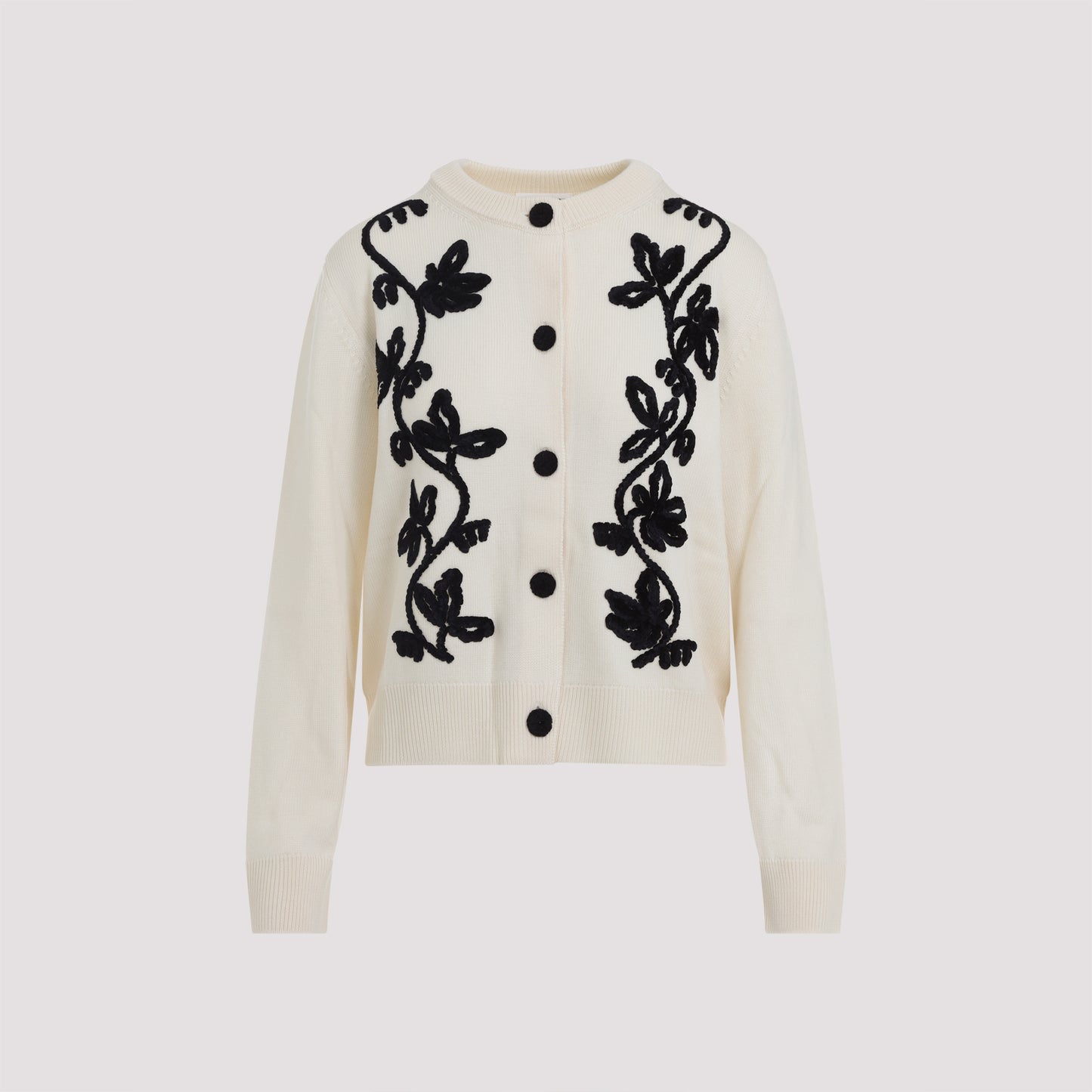 cn long sleeves cardigan with velvet embroidery-image-1