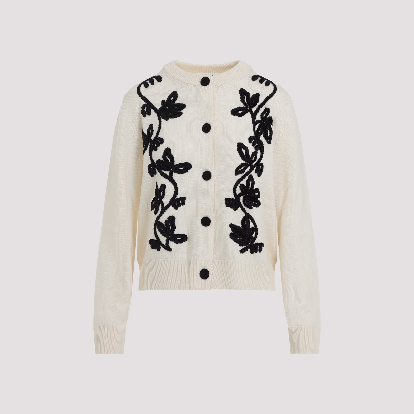 cn long sleeves cardigan with velvet embroidery-image-1