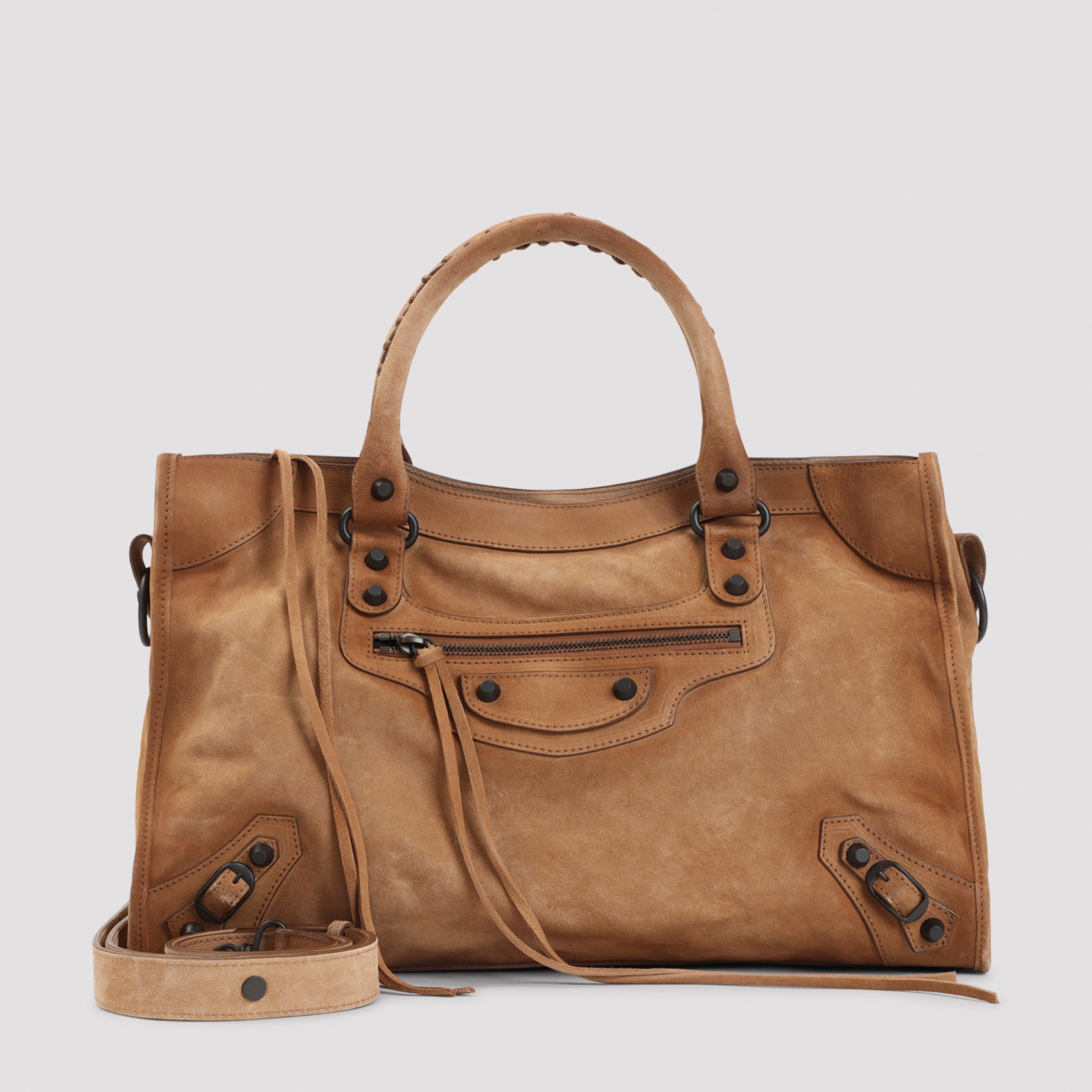 Camel Le City M Suede Leather Handbag