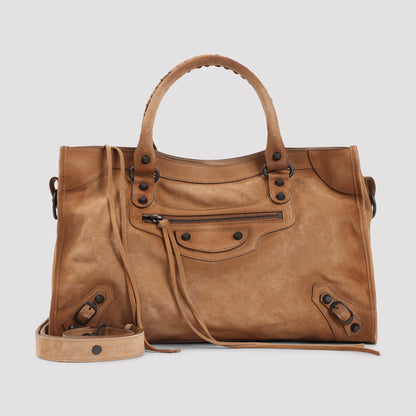 Camel Le City M Suede Leather Handbag