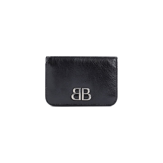 Black Monaco Fla Ca Hol Lamb Leather Credit Card Case