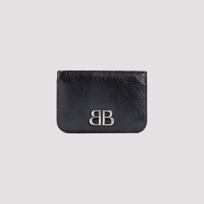 Black Monaco Fla Ca Hol Lamb Leather Credit Card Case