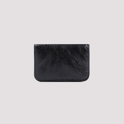 Black Monaco Fla Ca Hol Lamb Leather Credit Card Case