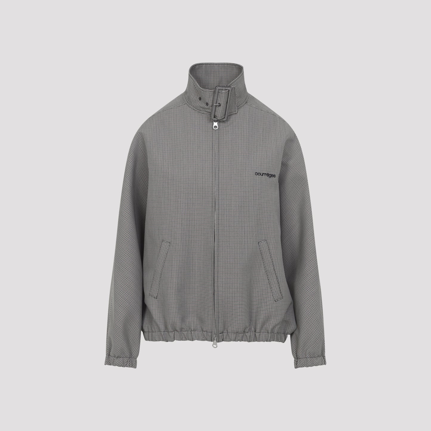 buckle houndstooth bomber jacket-image-1