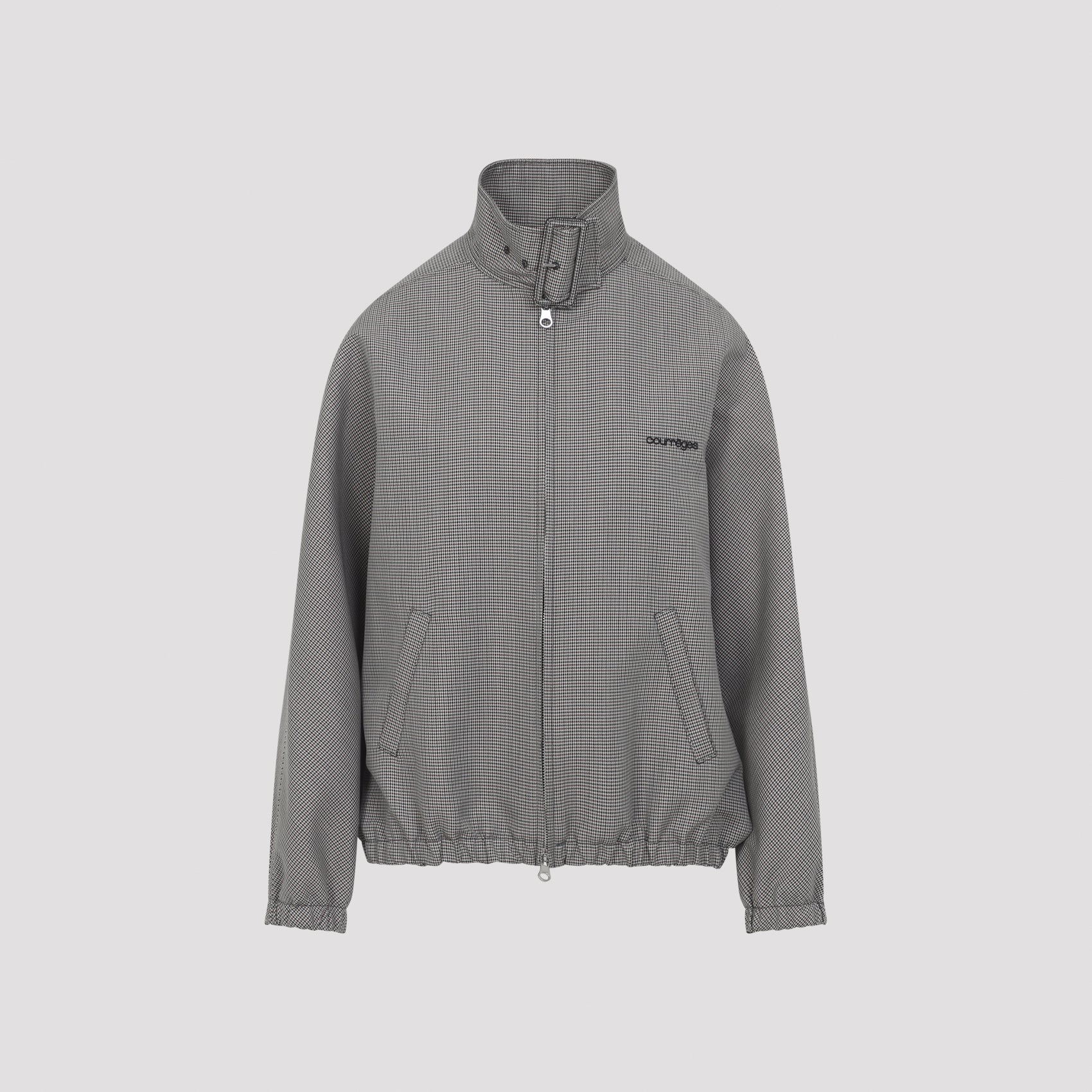 buckle houndstooth bomber jacket-image-1