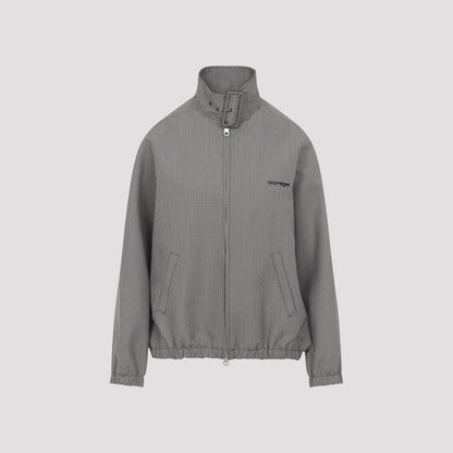 buckle houndstooth bomber jacket-image-1