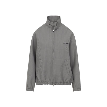 buckle houndstooth bomber jacket-image-2