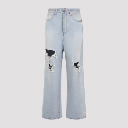 Light Blue Cotton Baggy Pants