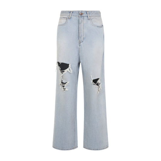Light Blue Cotton Baggy Pants