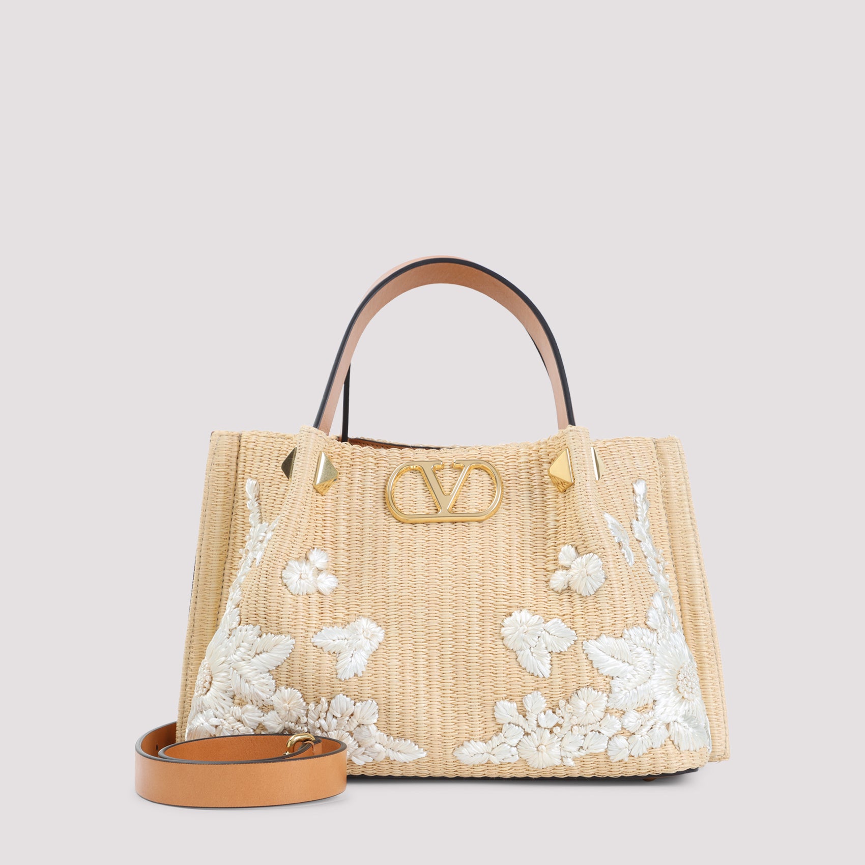Beige Small Raffia Tote Bag