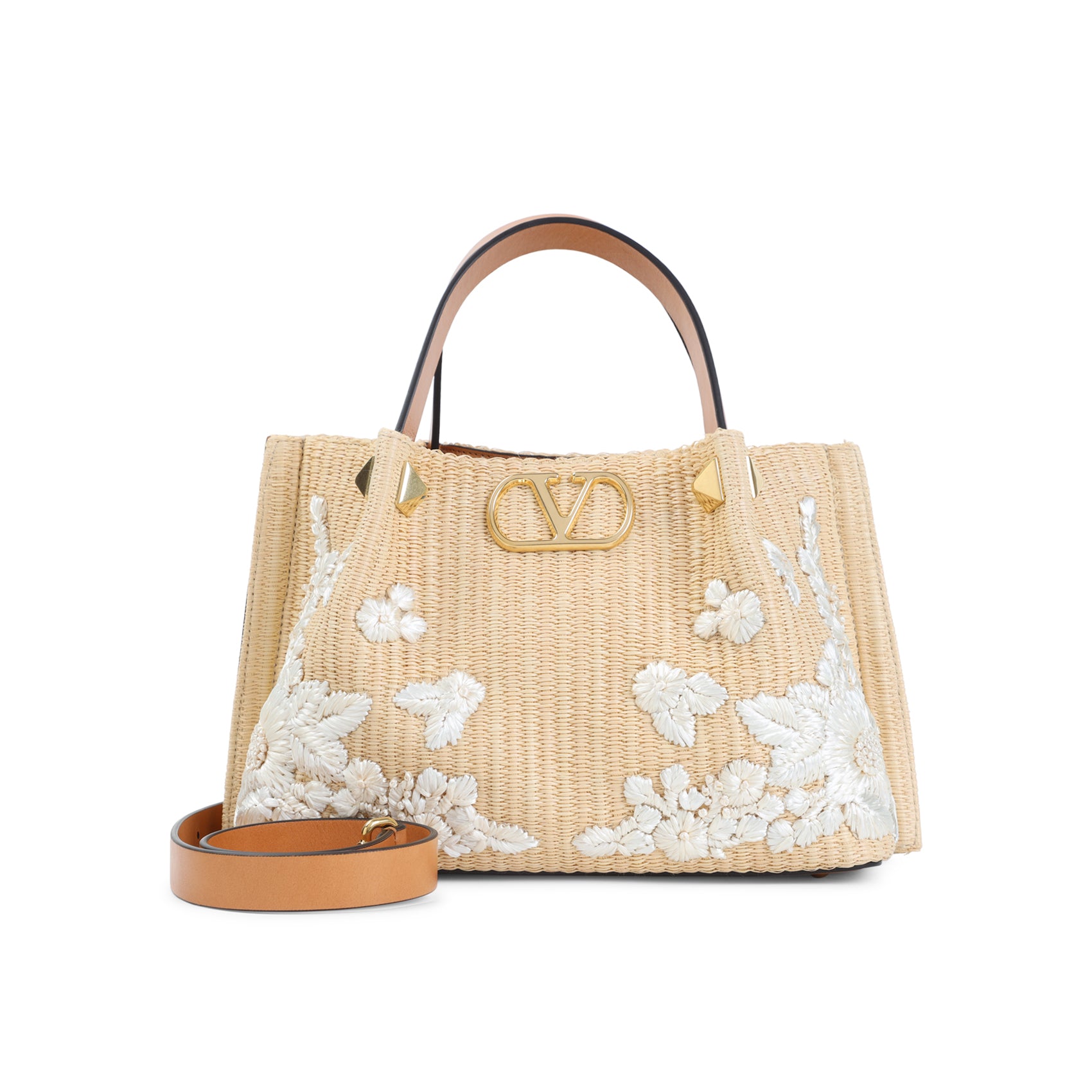 Beige Small Raffia Tote Bag