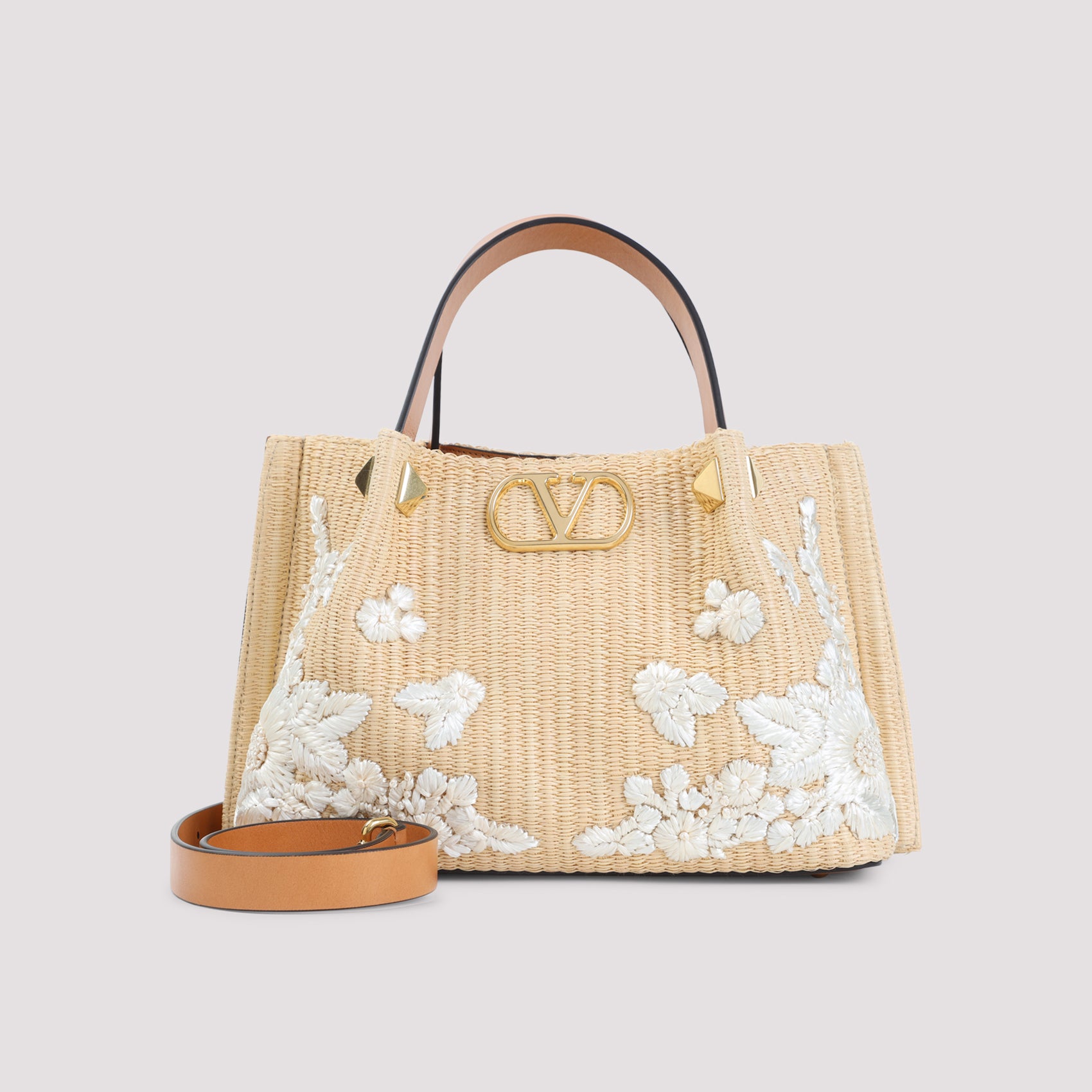 Beige Small Raffia Tote Bag