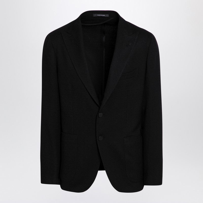 Black Single-breasted Jacket In Wool