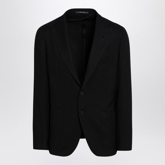 Black Single-breasted Jacket In Wool