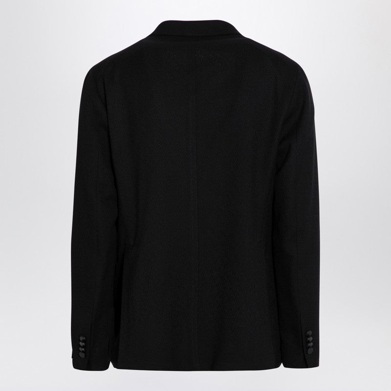 Black Single-breasted Jacket In Wool