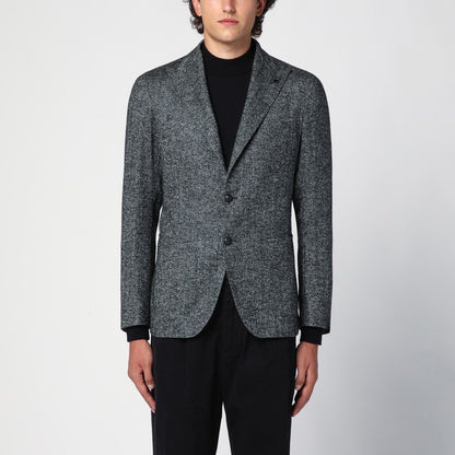 Green Herringbone Single-breasted Jacket