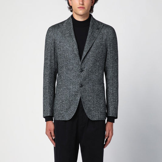 Green Herringbone Single-breasted Jacket