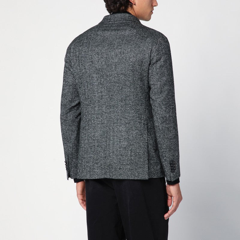 Green Herringbone Single-breasted Jacket
