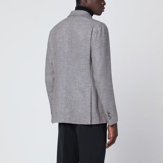 Taupe single-breasted jacket in wool and silk blend