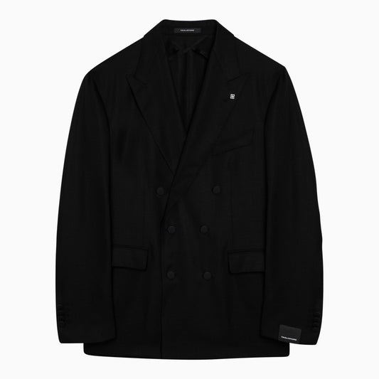 New York black wool double-breasted jacket