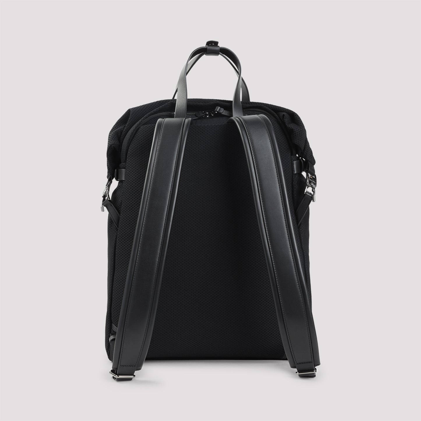 Black Mesh and Leather Backpack
