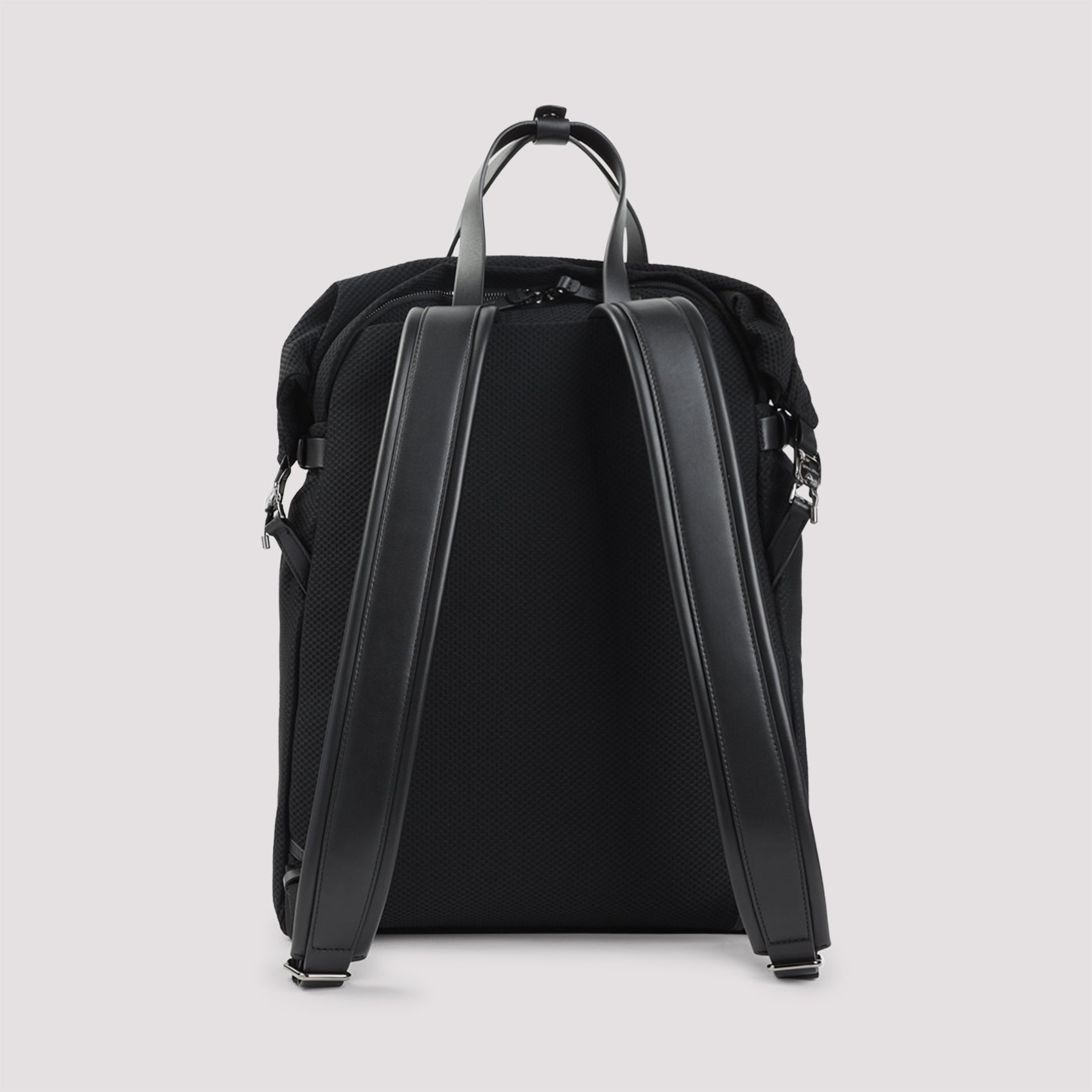 Black Mesh and Leather Backpack