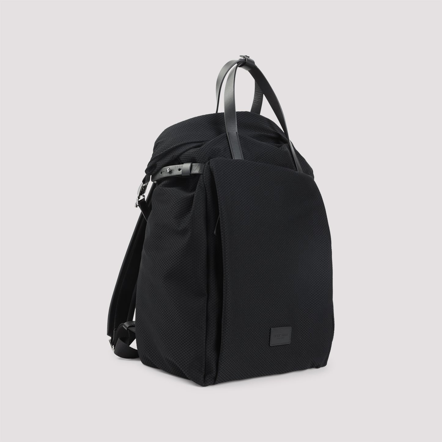 Black Mesh and Leather Backpack