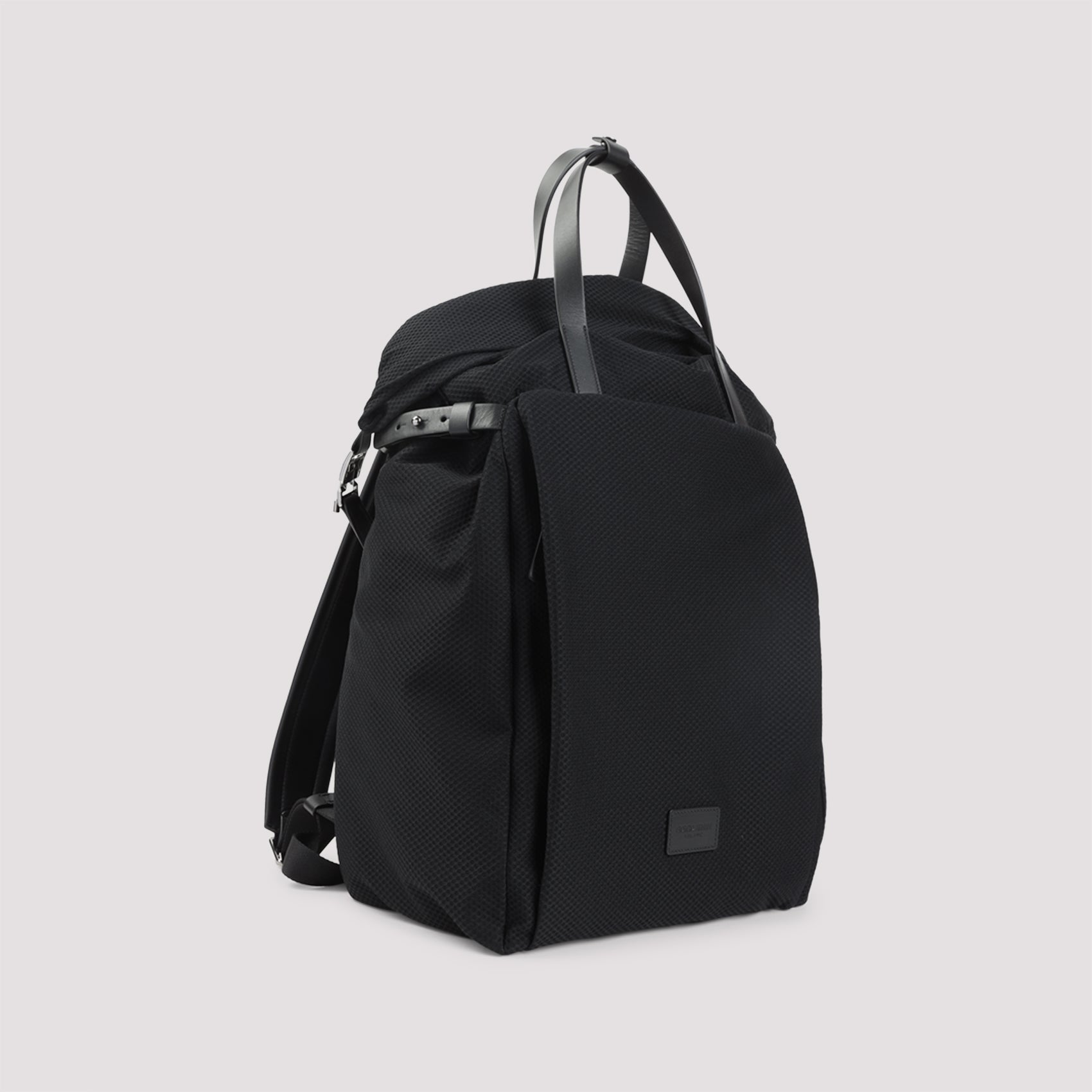 Black Mesh and Leather Backpack