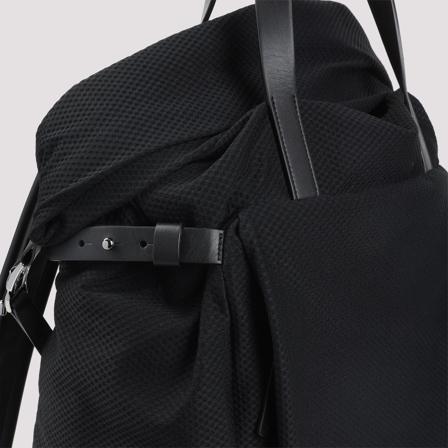 Black Mesh and Leather Backpack