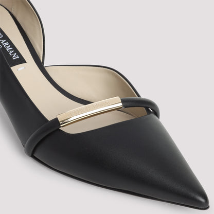 Black Leather Court Decollete