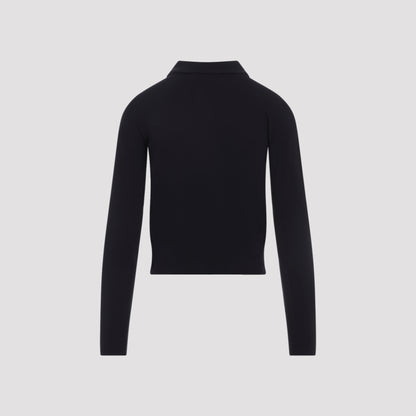 Navy Blue Wool Medeola Knit Polo