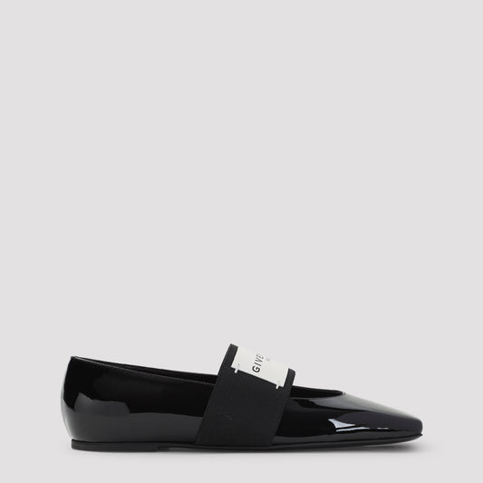Black Calf Leather Ballerinas